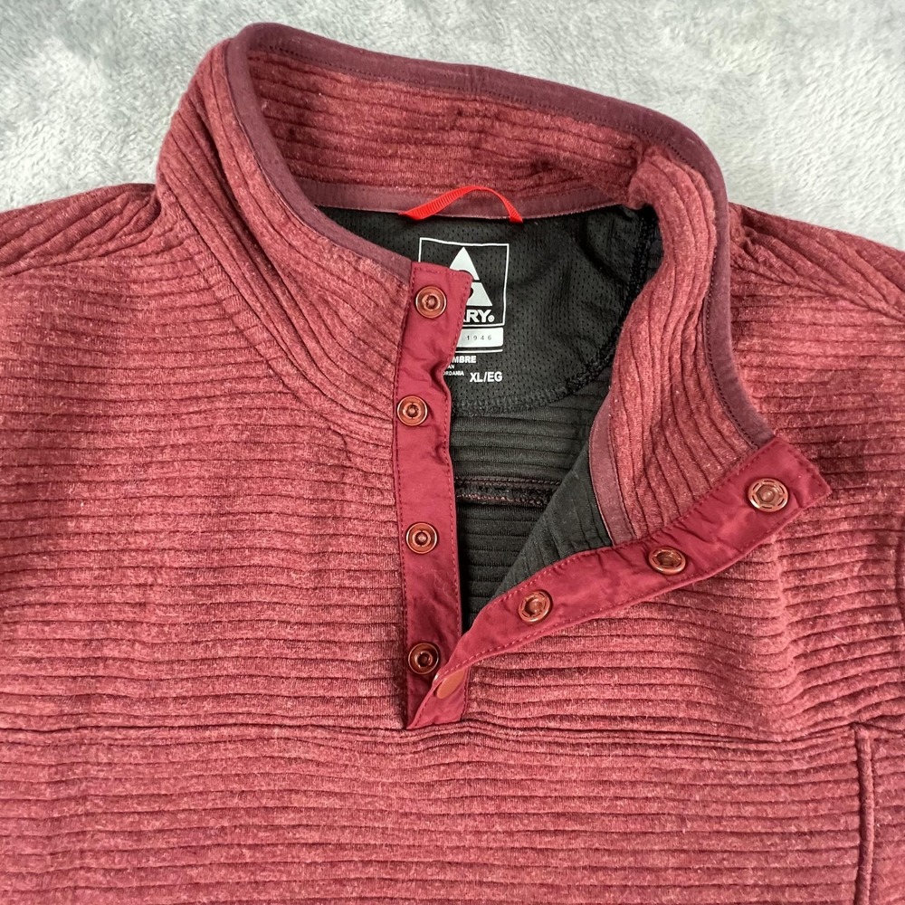 Gerry Sweatshirt Mens XL Red Snap Henley Mock Neck Lined Pockets Pullover Fleece - Picture 4 of 14